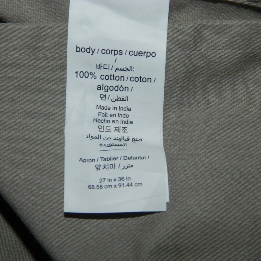 Williams Sonoma Classic Solid Adult Apron Gray Mono “Tommy